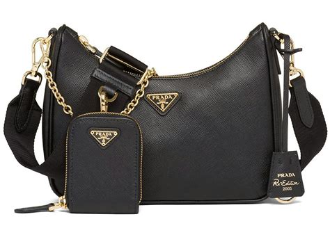 prada black bag with gold details|discount Prada handbags authentic.